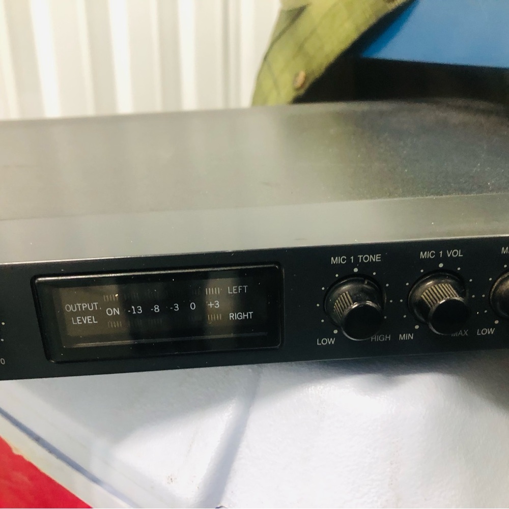 Black Car Audio Mixer with Dual Mic Controls